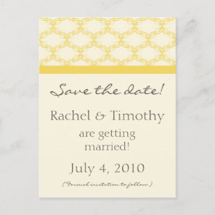 Simply Glamourous Save the Date Postcard, Yellow Announcement Postcard