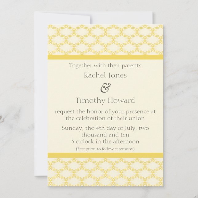 Simply Glamourous Wedding Invite, Saffron Yellow Invitation (Front)