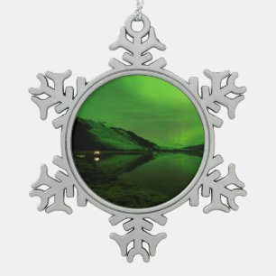 Simply Glowing Snowflake Pewter Christmas Ornament