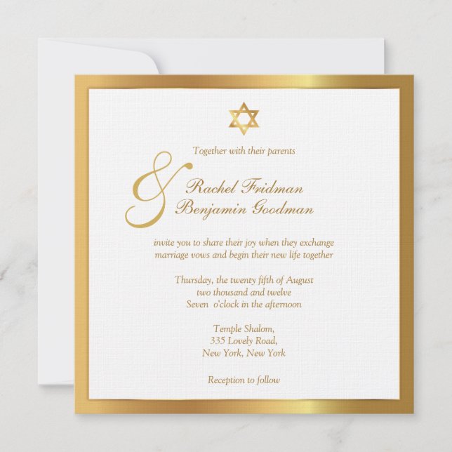 Simply Gold - Jewish Wedding Invitation (Front)