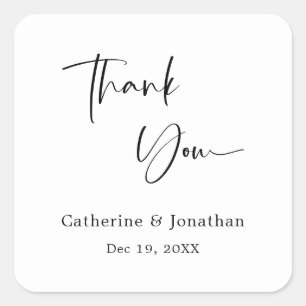 Simply Grateful: Modern Monogram Thank You Square Sticker