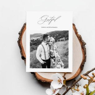 Simply Grateful Wedding Photo Thank You Postcard
