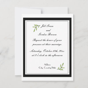 Simply Green Leaf Wedding Invitation