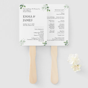 Simply Greenery Wedding Program Invitation Hand Fan