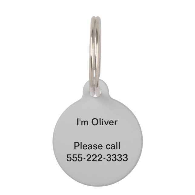 Simply Grey Solid Colour Pet Tag (Front)