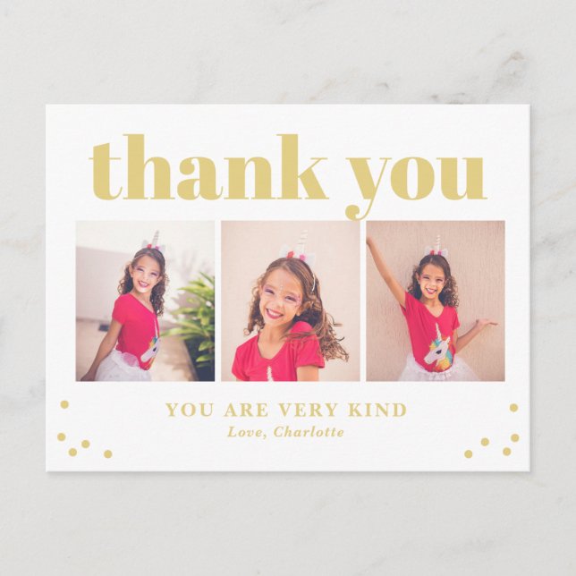 Simply Happy Editable Colour Thank You Postcard (Front)