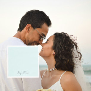 Simply Icy Blue Personalized Wedding Luncheon Napkin