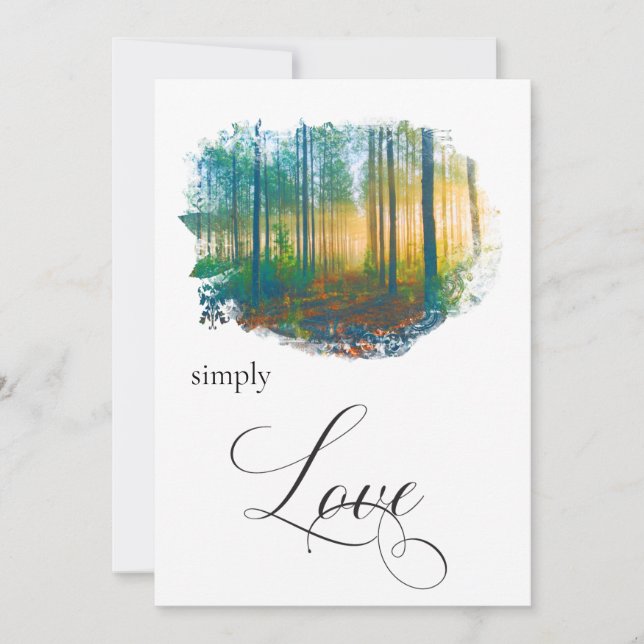 "SIMPLY LOVE Forest Woods Rustic Invitation (Front)