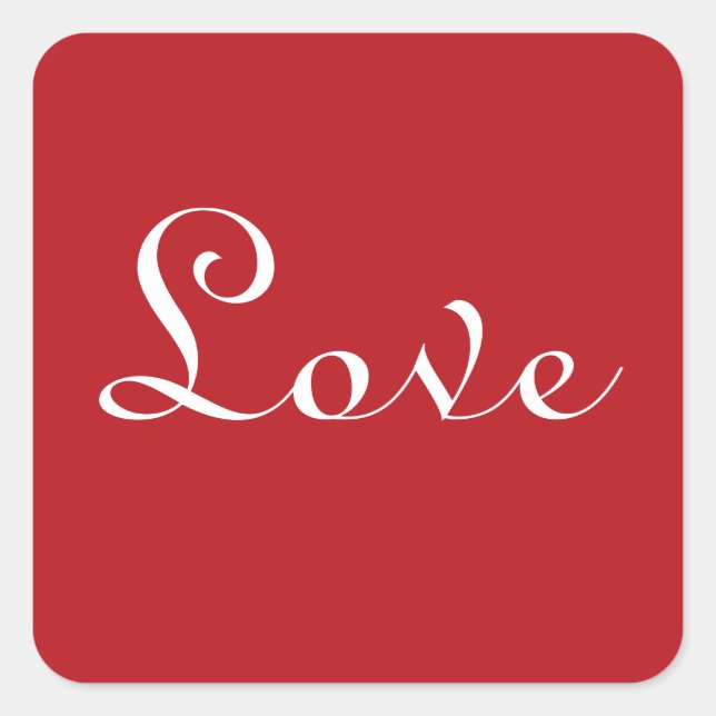 Simply LOVE script holiday red inspirational gift Square Sticker (Front)