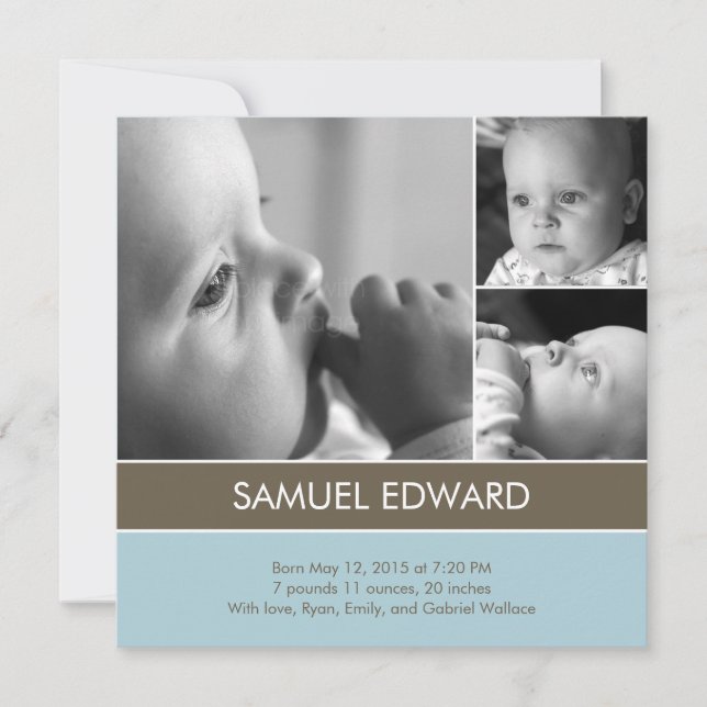 Simply Lovely - 3 Photos Birth Announcement (Front)