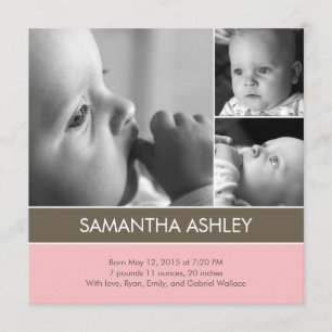 Simply Lovely - 3 Photos Birth Announcement