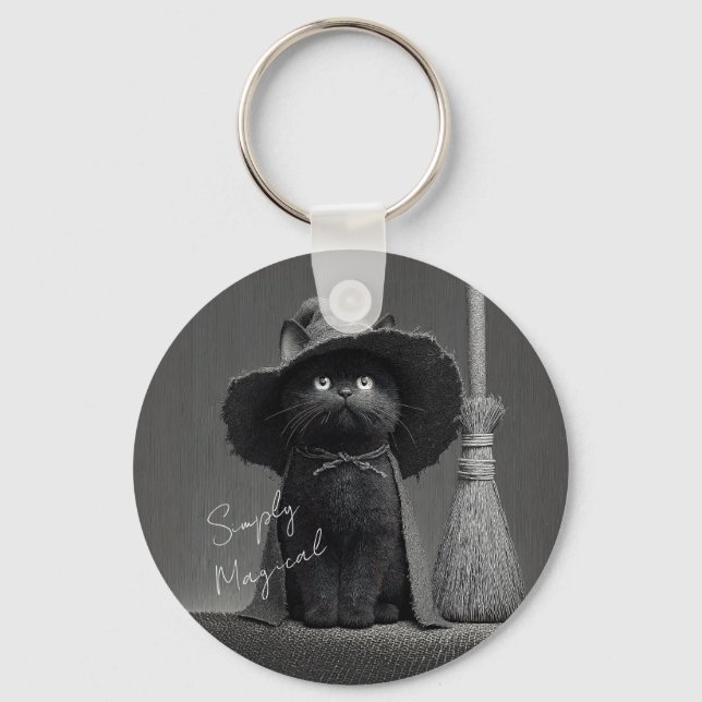 Simply Magical Witch Cat Keychain (Front)