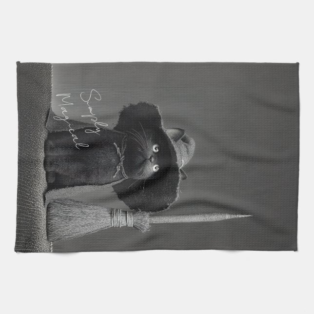 Simply Magical Witch Cat Kitchen Towel (Horizontal)