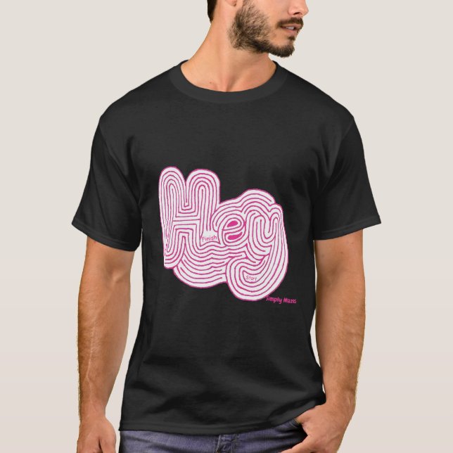 Simply Mazes "Hey" Maze Black T-shirt  (Front)