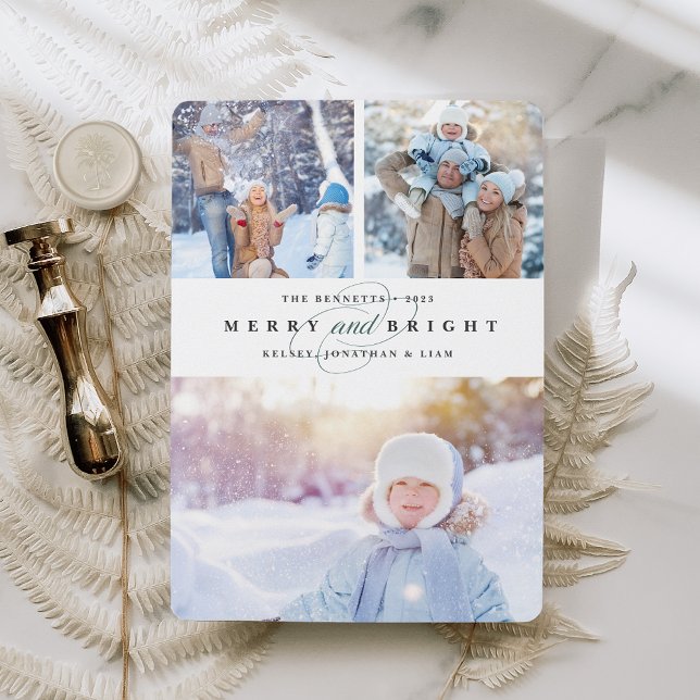 Simply Merry | 3 Photo Holiday Card (Creator Uploaded)
