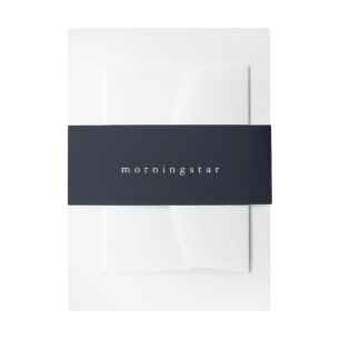 Simply Midnight Blue Last Name  Invitation Belly Band