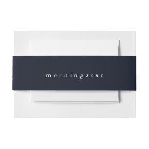Simply Midnight Blue Last Name Invitation Belly Band