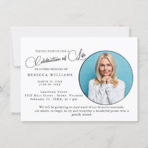 Simply Minimal Photo Celebration of Life Invitation