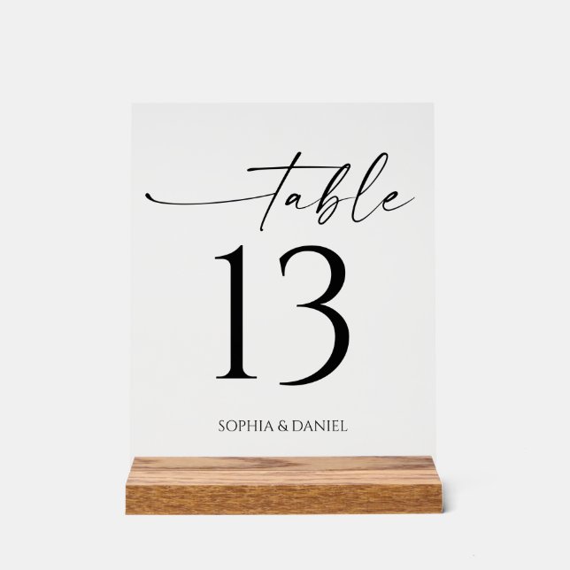 Simply Minimal Table Numbers Acrylic Sign (Front)