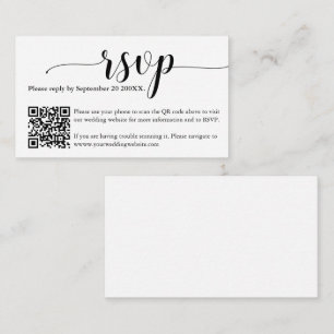 Simply Minimal Wedding RSVP Website QR Code Card