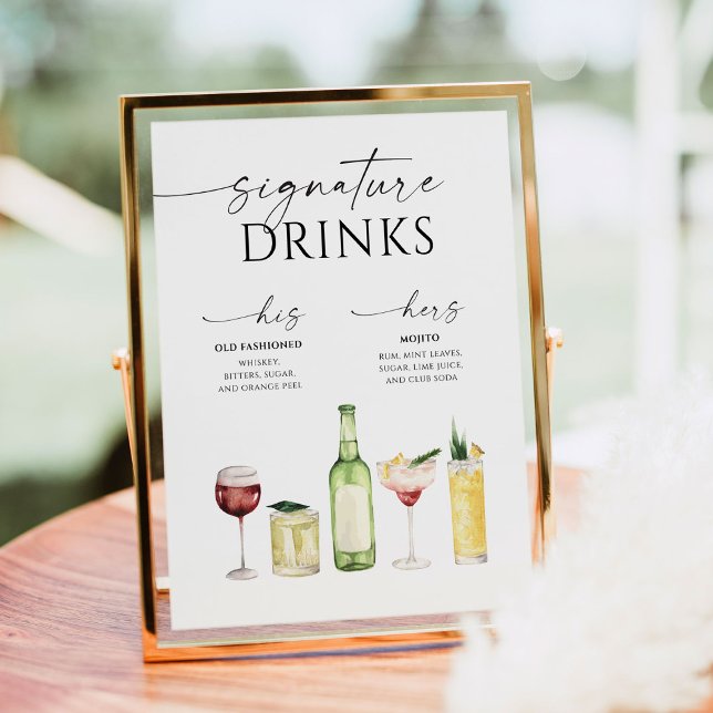 Simply Minimal Wedding Signature Drinks Sign (Creator Uploaded)