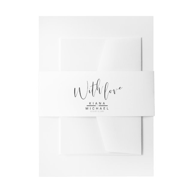 Simply Minimalist Wedding Black ID523 Invitation Belly Band (Front Example)