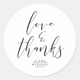 Simply Minimalist Wedding Thanks Black ID523 Classic Round Sticker