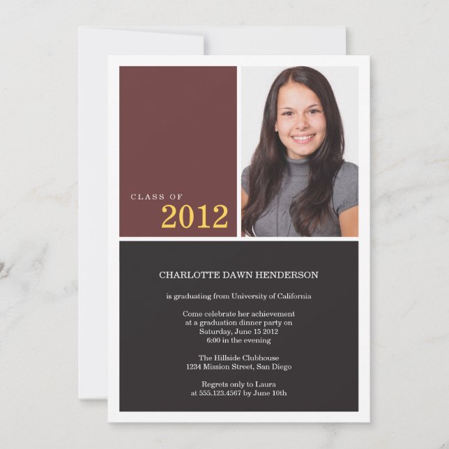 Simply modern brown graduation class of invitation (Front)