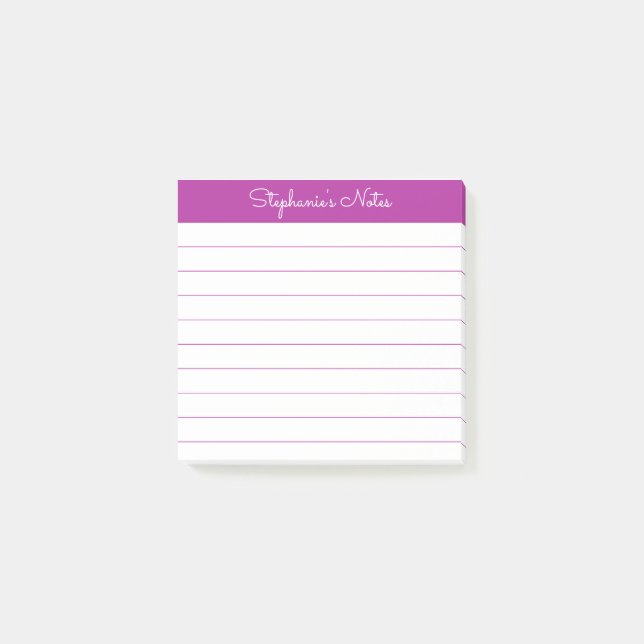 Simply Modern Dark Pink Personalized Lined Post-it Notes (Front)