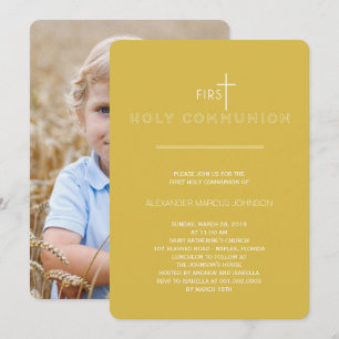 Simply Modern First Holy Communion Photo Religious Invitation