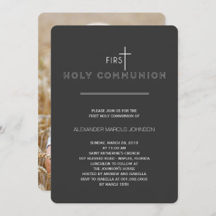 Simply Modern First Holy Communion Photo Religious Invitation