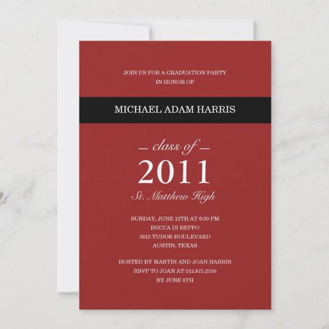 Simply Modern Graduation Party Invitation (Front)