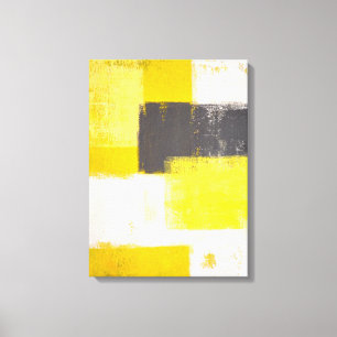 'Simply Modern' Grey and Yellow Abstract Art Canvas Print