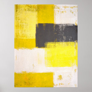 'Simply Modern' Grey and Yellow Abstract Art Poster
