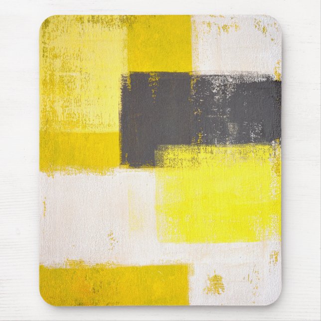 'Simply Modern' Grey and Yellow Abstract Mousepad (Front)