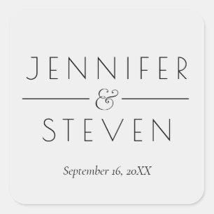 Simply Modern Grey Grey Elegant Favours Square Sticker