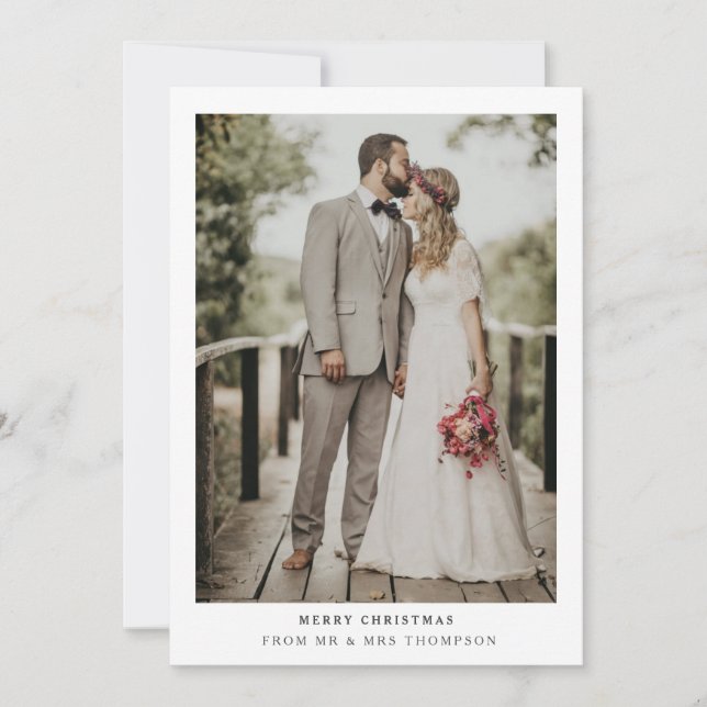Simply Modern Merry Christmas | Wedding Photo Card (Front)