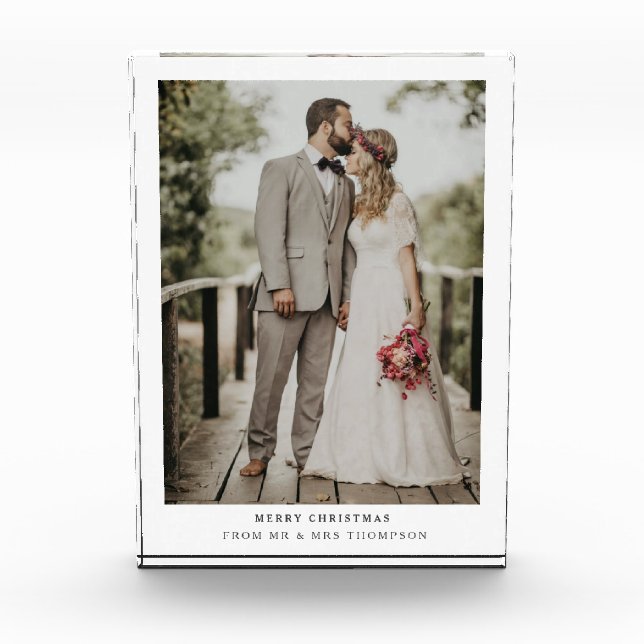 Simply Modern Merry Christmas | Wedding Photo Card Block (Front)