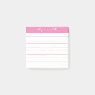 Simply Modern Pink Personalized Lined Post-it Notes