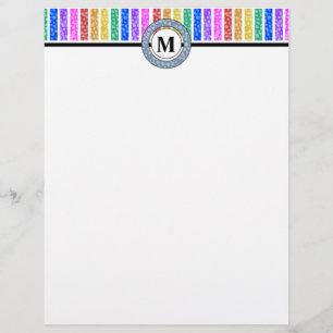 Simply Modern Rainbow Coloured Stripe Monogram Letterhead