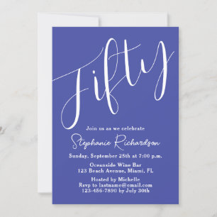 Simply Modern Script Lavender 50th Birthday Invitation
