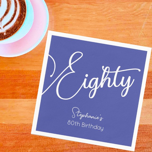 Simply Modern Script Lavender 80th Birthday Party Napkin (Creator Uploaded)