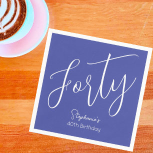 Simply Modern Script Lavender Purple 40th Birthday Napkin