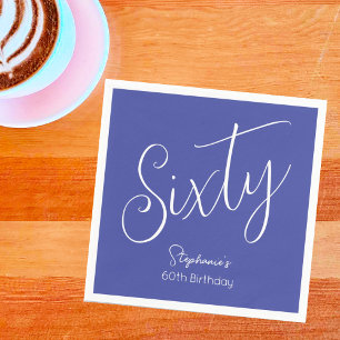 Simply Modern Script Lavender Purple 60th Birthday Napkin