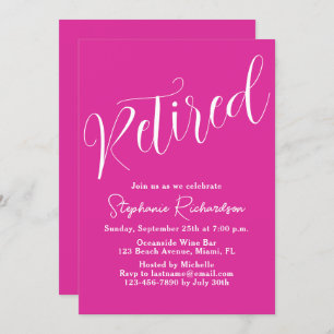 Simply Modern Script Pink Retirement Party Invitation
