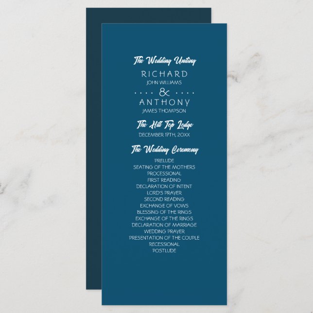 Simply Modern, Trendy Wedding Program (Front/Back)
