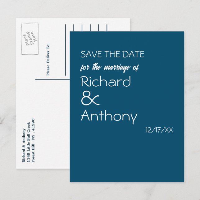 Simply Modern, Trendy Wedding Save the Date Announcement Postcard (Front/Back)