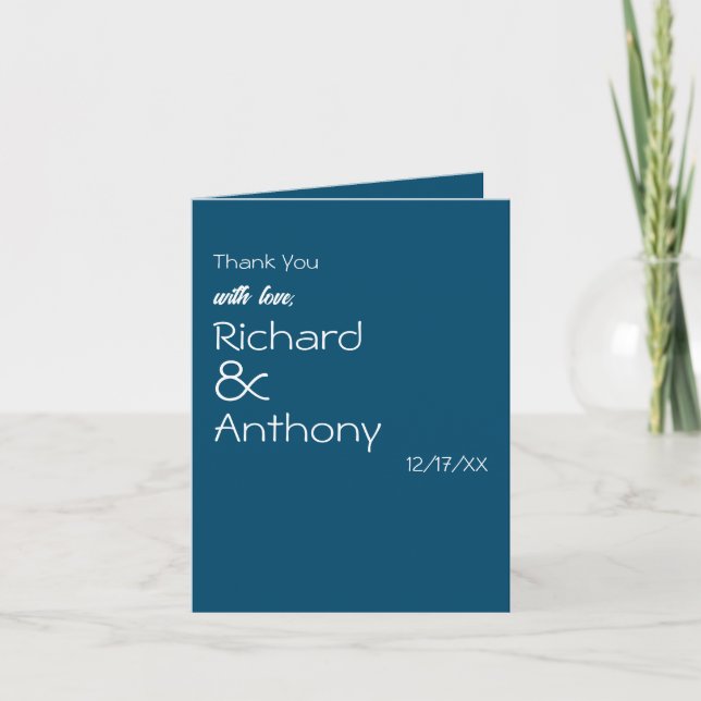 Simply Modern, Trendy Wedding Thank You Card (Front)