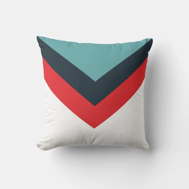 Simply Pattern Red Blue White Throw Pillow (Front)