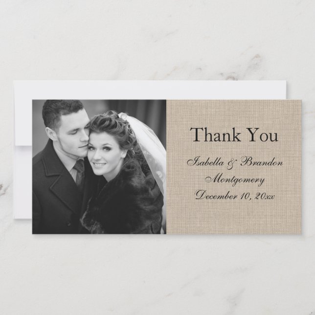 Simply Perfect Burlap Thank You Photo Card (Front)